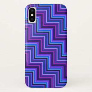 Coques Pour iPhone Escaliers à rayures bleues et violettes