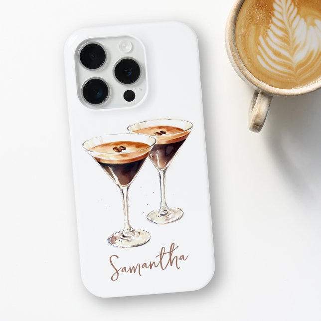 Coques Case-Mate iPhone Espresso Martini Brown Café Cocktail Nom personnal (Brown Espresso Martini Coffee Cocktail Custom Name Case-Mate iPhone Case)