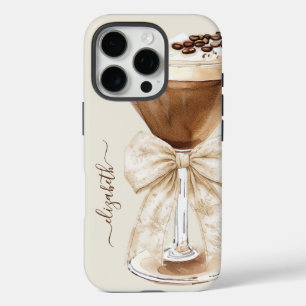 Coque iPhone 16 Pro Espresso Martini Élégant Monogrammé