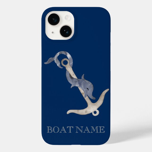 Coques Case-Mate iPhone Esprit Nautique Ancre Dauphin Bleu Marine (Verso)