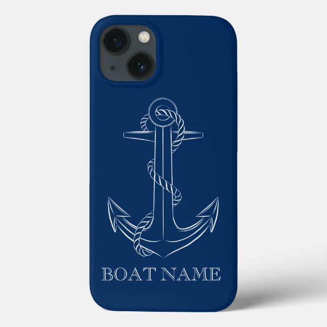 Coques Case-Mate iPhone Esprit nautique Ancre Marine Bleu (Verso)