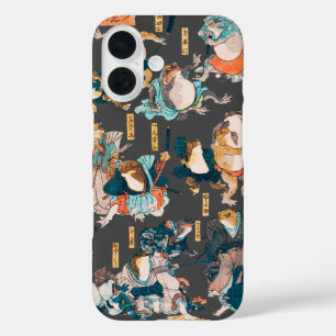 Coque Pour iPhone 16 Estampe japonaise de grenouille sur bois Kuniyoshi