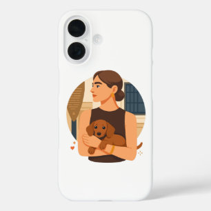 Coque Pour iPhone 16 Esthétique moderne de maman de chien avec un chiot