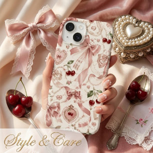 Coque Case-Mate iPhone Esthétique vintage coquette rose et cerise