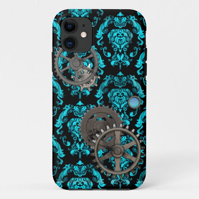 Coques Case-Mate iPhone Étain et turquoise Steampunk Casemate (Dos)