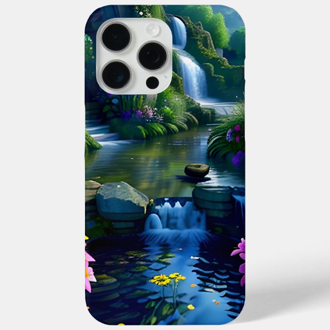 Coques Case-Mate iPhone Etang de chute d'eau avec fleurs (Verso)