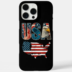 Coque iPhone 16 Pro Max Etats-Unis Patriotique 4 juillet Amérique Drapeau