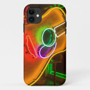Coque Case-Mate Pour iPhone États-Unis, Texas, Austin. Guitare néon au chantag