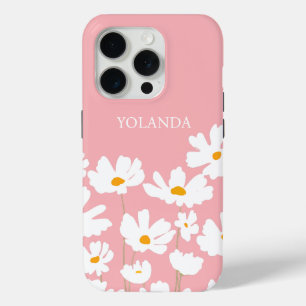Coque Case-Mate iPhone Été Blanc Fleurs Cosmos Nom personnalisé