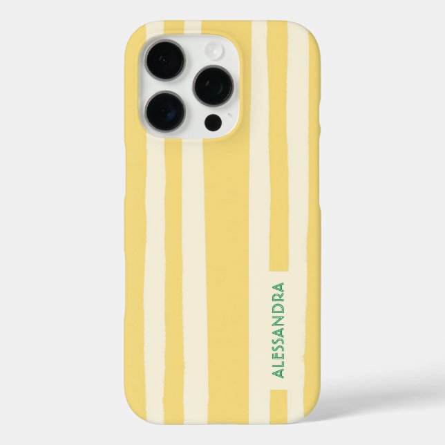 Coques Case-Mate iPhone Été Chic Rétro Rayures Jaune Personnalisé (Verso)