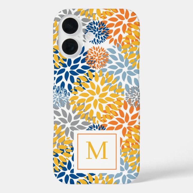 Coques Case-Mate iPhone Été Floral Abstrait Couleurs lumineuses Monogrammé (Verso)