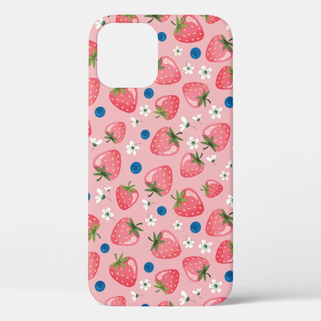 Coques Case-Mate iPhone Eté fraise, arrière - plan caricaturale. (Verso)