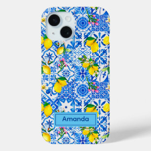 Coque Case-Mate iPhone Eté majolica bleu Sicilienne agrumes méditerranéen