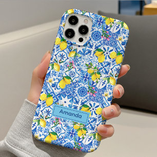 Coque Case-Mate iPhone Été majolique bleu citrique méditerranéen sicilien