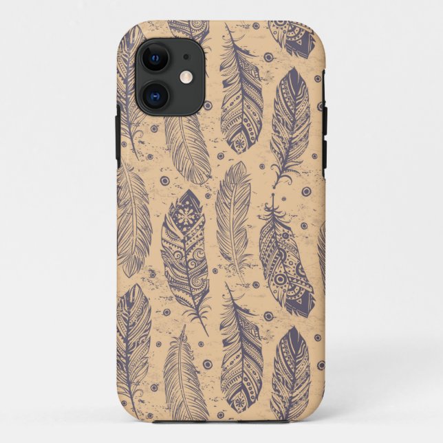 Coques Case-Mate iPhone Ethnic Feather Outline Motif (Dos)