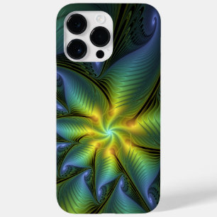 Coque Case-Mate iPhone Etoile Abstraite, Bleu brillant Vert Or Fractal Ar