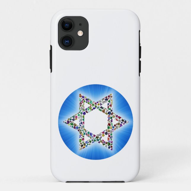 Coques Case-Mate iPhone Étoile de David faite de pierres précieuses (Dos)