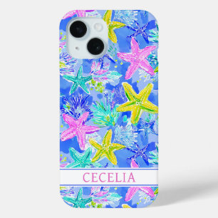 Coque Case-Mate iPhone Étoile de mer à l'aquarelle monogrammée