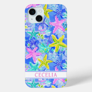 Coque Case-Mate iPhone Étoile de mer à l'aquarelle monogrammée