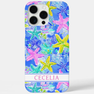 Coque iPhone 16 Pro Max Étoile de mer aquarelle monogrammée