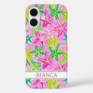 Coque Pour iPhone 16 Étoile de mer colorée monogrammée