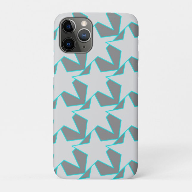 Coques Case-Mate iPhone Étoile géométrique moderne - gris et turquoise (Dos)