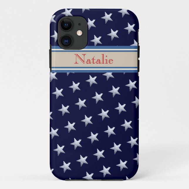 Coques Case-Mate iPhone étoile nom motif bleu (Dos)