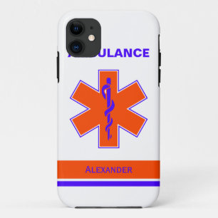 Coques Pour iPhone Étoile orange et bleue d'ambulance faite sur