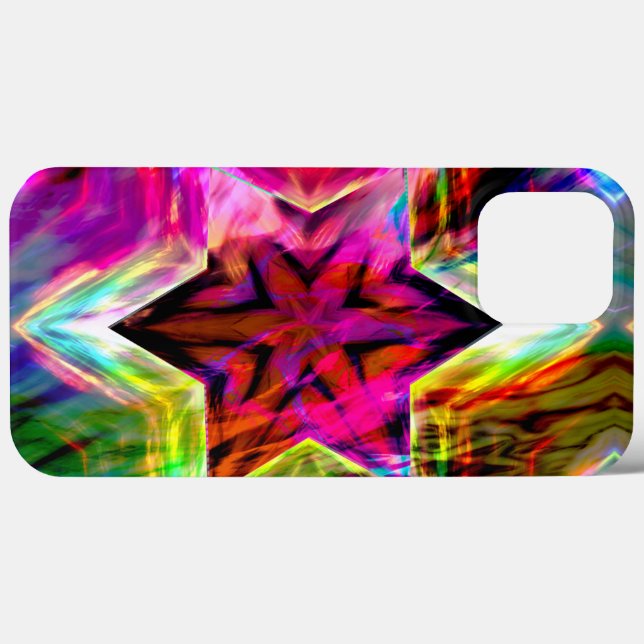 Coques Case-Mate iPhone Etoile virtuelle avec bordures dans les tons néons (Verso (horizontal))