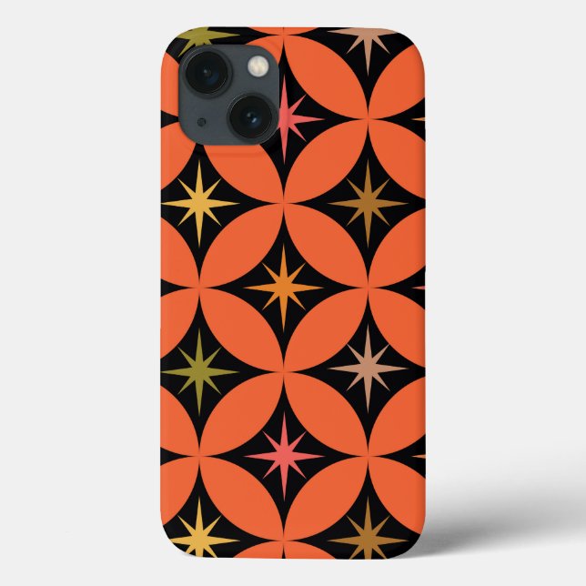 Coques Case-Mate iPhone Étoiles atomiques de milieu de siècle sur des cerc (Verso)