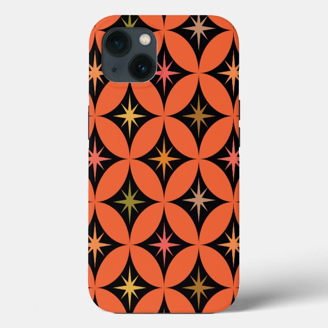 Coques Case-Mate iPhone Étoiles atomiques de milieu de siècle sur des cerc (Verso)