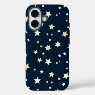 Coque Pour iPhone 16 Étoiles blanches patriotiques sur fond bleu marine