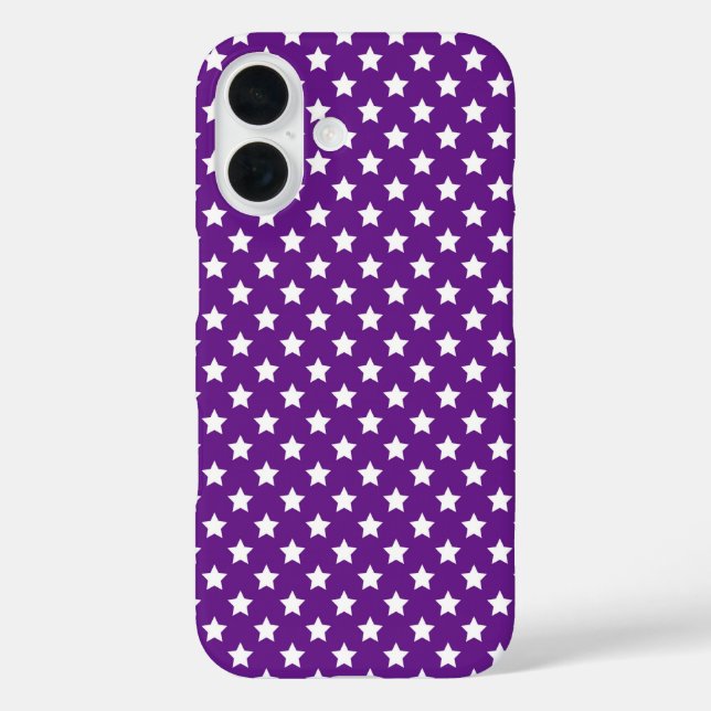 Coques Case-Mate iPhone Étoiles blanches sur fond violet (Verso)
