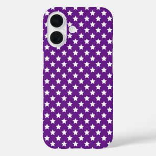 Coque Pour iPhone 16 Étoiles Blanches Sur Violet