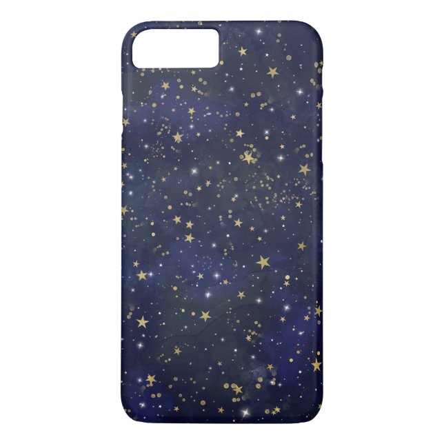 Coques Case-Mate iPhone Étoiles célestes bleues et dorées aquarelle fantai (Dos)