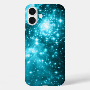 Coque Pour iPhone 16 Plus Étoiles célestes scintillantes aqua