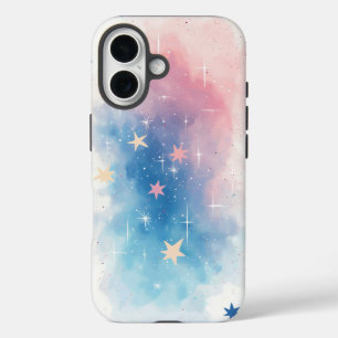 Coque Pour iPhone 16 Étoiles d'aquarelle de rêve Pastel Galaxy