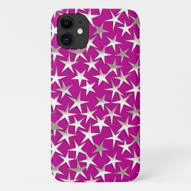 Coques Case-Mate iPhone étoiles d'argent sur améthyste violet (Dos)