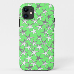 Coque Case-Mate Pour iPhone étoiles d'argent, sur vert citron