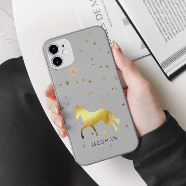 Coques Case-Mate iPhone Étoiles de cheval d'or Monogramme personnalisé (Créateur téléchargé)