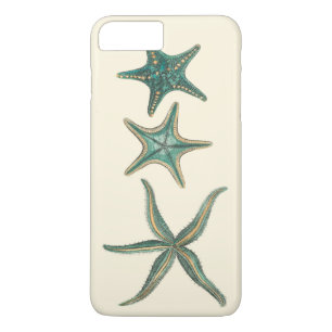 Coque Case-Mate iPhone Étoiles de mer triples bleu vert