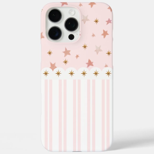 Coques Case-Mate iPhone Etoiles d'or rose et blanc rayures Paris Inspiré (Verso)
