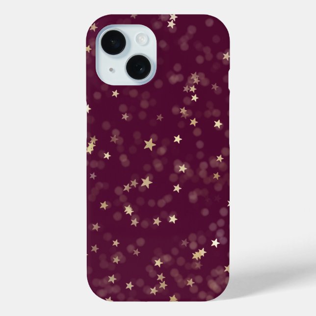 Coques Case-Mate iPhone Étoiles D'Or Sur Maroon (Verso)