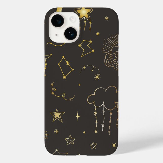 Coques Case-Mate iPhone Étoiles Dorées Célestes, Lune & Constellations (Verso)
