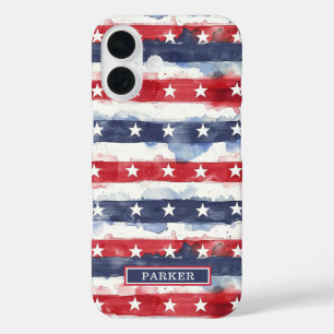 Coque Pour iPhone 16 Étoiles et Bandes Monogrammées