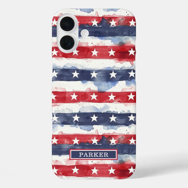 Coques Case-Mate iPhone Étoiles et Bandes Monogrammées (Verso)