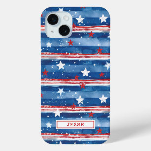 Coque Case-Mate iPhone Étoiles et bandes patriotiques monogrammées