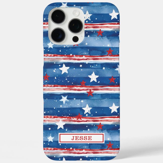 Coques Case-Mate iPhone Étoiles et bandes patriotiques monogrammées (Verso)