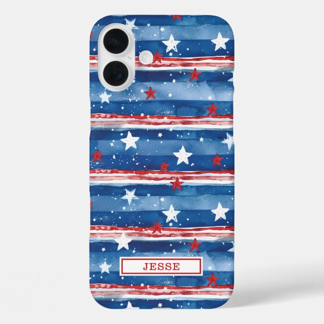 Coques Case-Mate iPhone Étoiles et bandes patriotiques monogrammées (Verso)