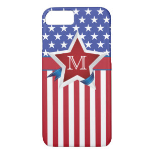 Coques Pour iPhone Étoiles et rayures Monogramme patriotique